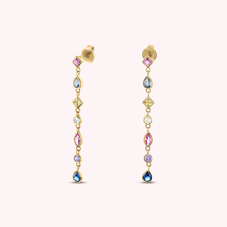 Boucles d'oreilles pendantes CASCADA - Multicolore / Doré - Boucles d'oreilles  | Agatha