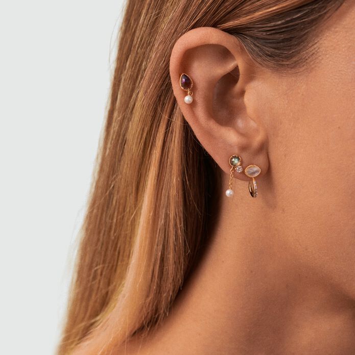Piercing puce PRECIEUX - Violet / Doré - Piercings  | Agatha