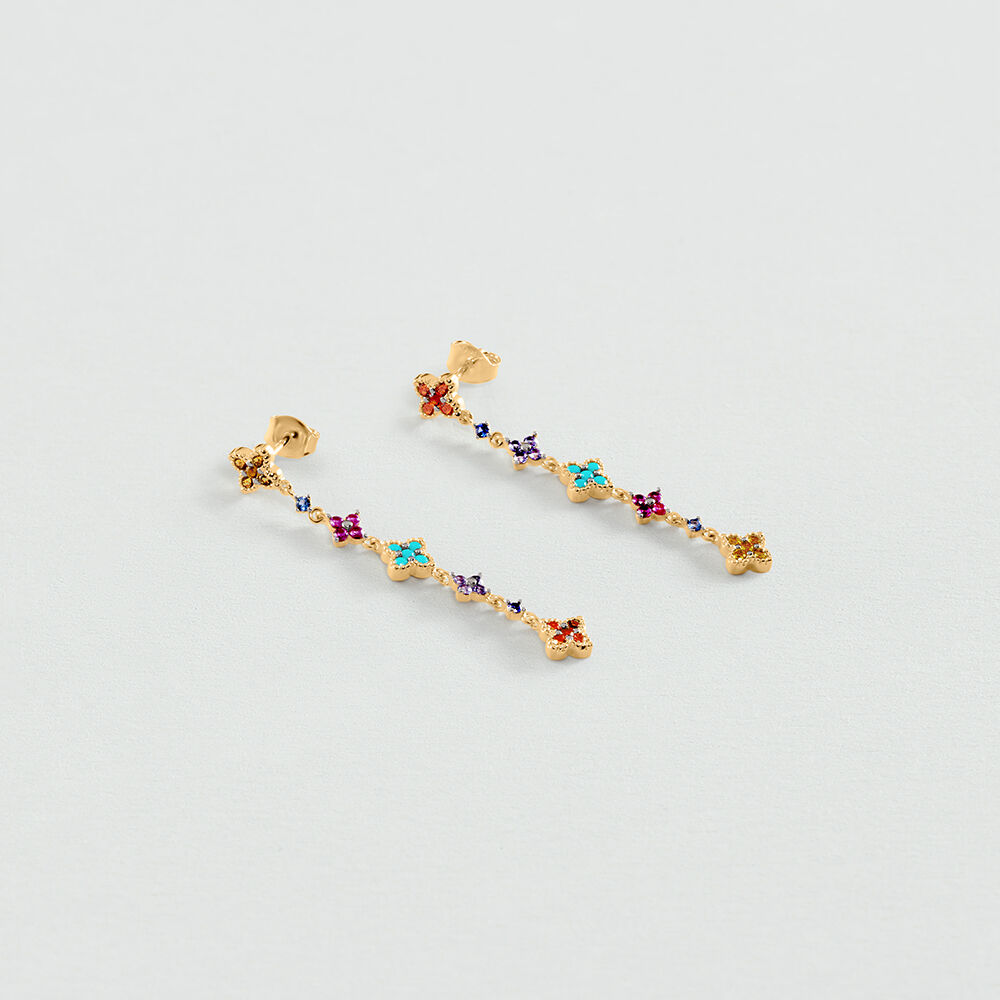 Boucles d'oreilles pendantes BELOVED - Multicolore / Dor&eacute; - Boucles d'oreilles pendantes  | Agatha