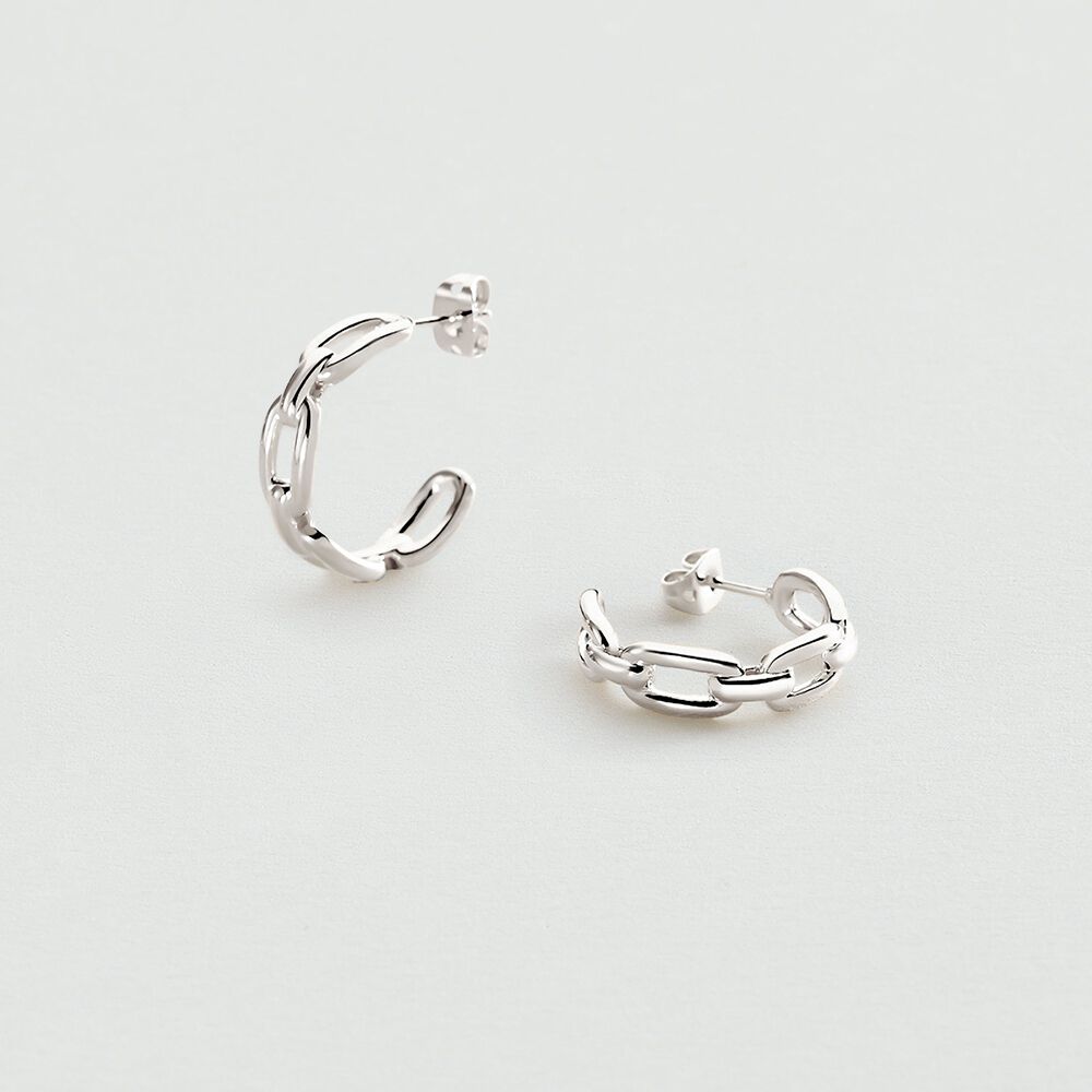 Créoles CHAIN - Argenté - Boucles d'oreilles fantaisies  | Agatha