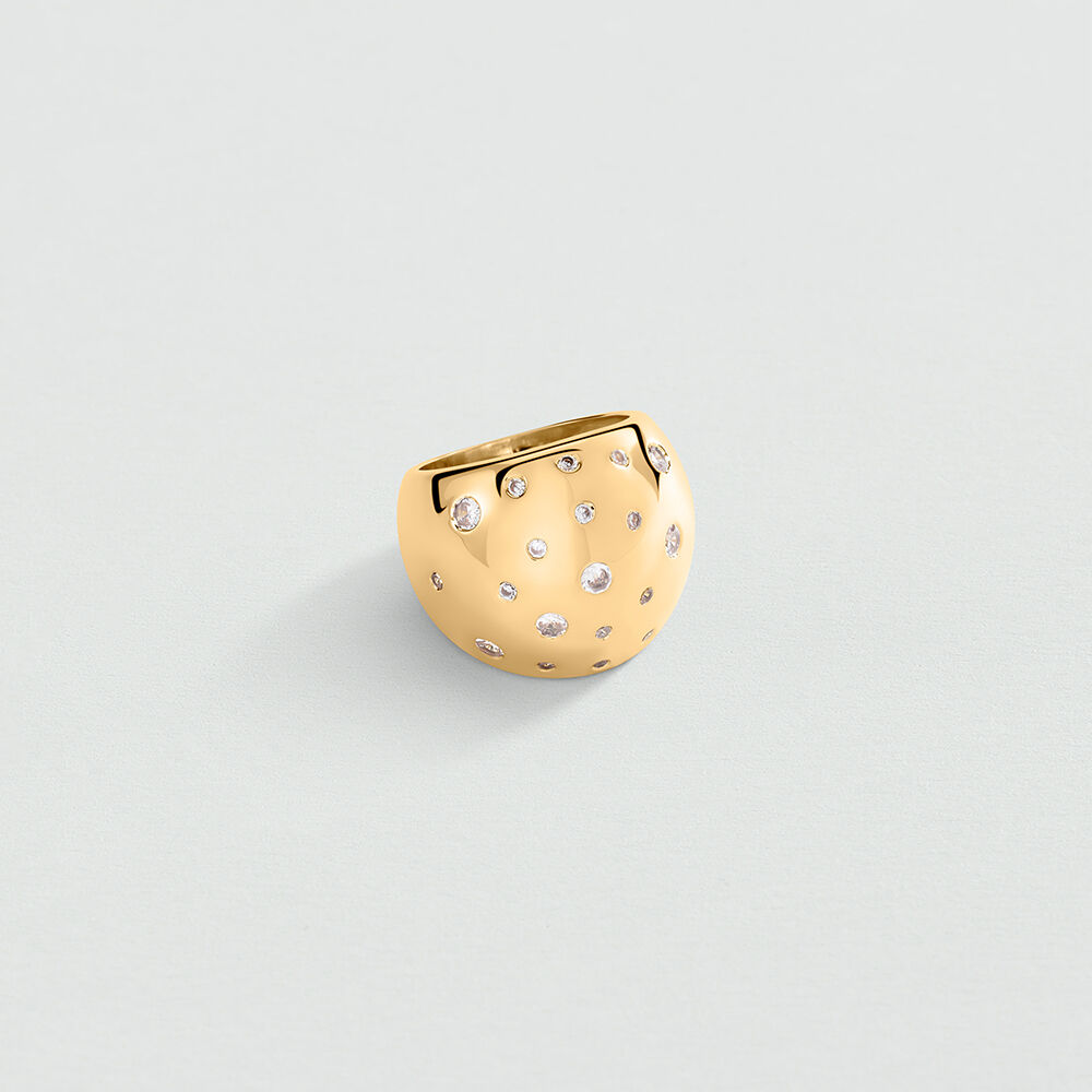 Bague large DANAE - Cristal / Doré - Bagues larges  | Agatha