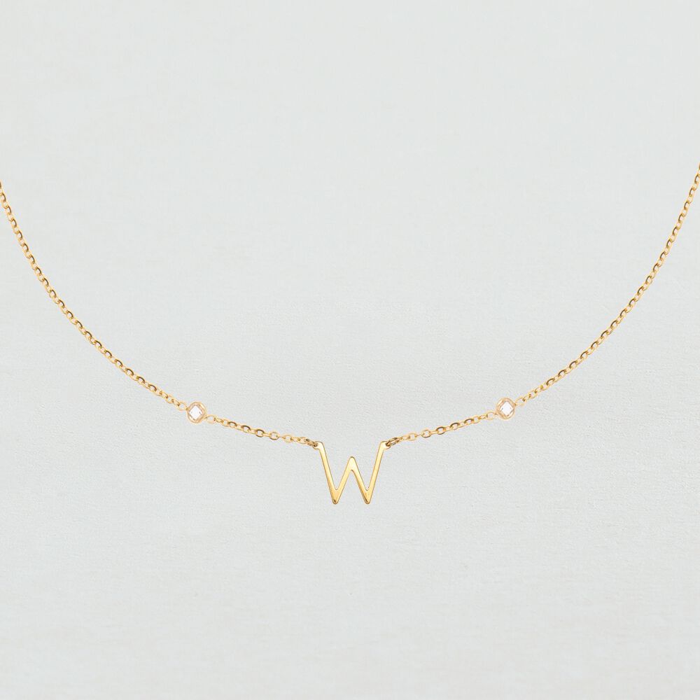 Collier ras du cou LETTRE W - Cristal / Doré - Outlet  | Agatha