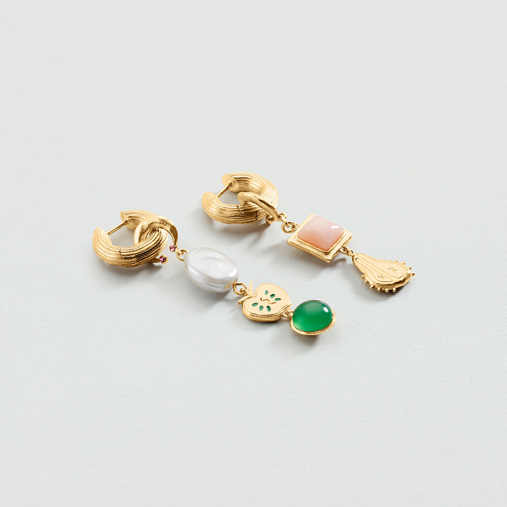 Boucles d'oreilles pendantes PANGEA - Multicolore / Dor&eacute; - Boucles d'oreilles pendantes  | Agatha