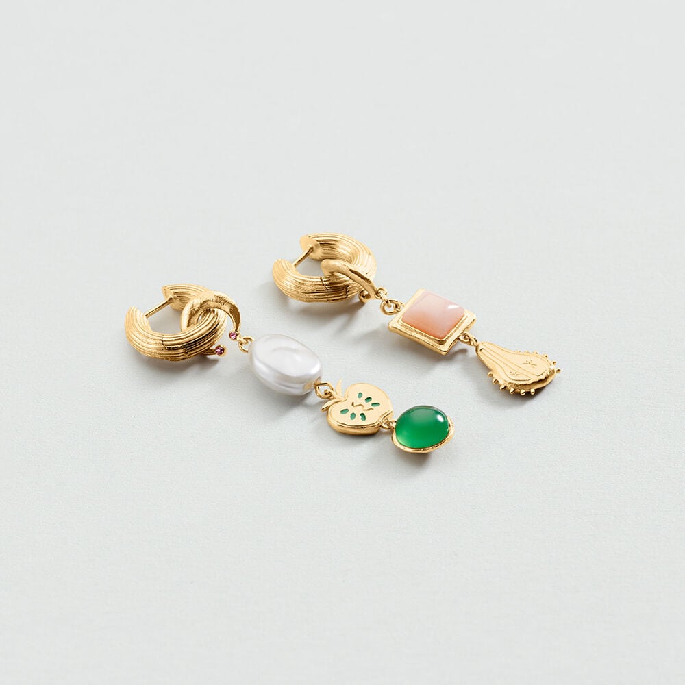 Boucles d'oreilles pendantes PANGEA - Multicolore / Dor&eacute; - Boucles d'oreilles pendantes  | Agatha