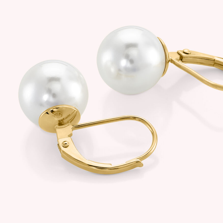 Boucles d'oreilles pendantes PEARLY - Perle / Doré - Boucles d'oreilles  | Agatha
