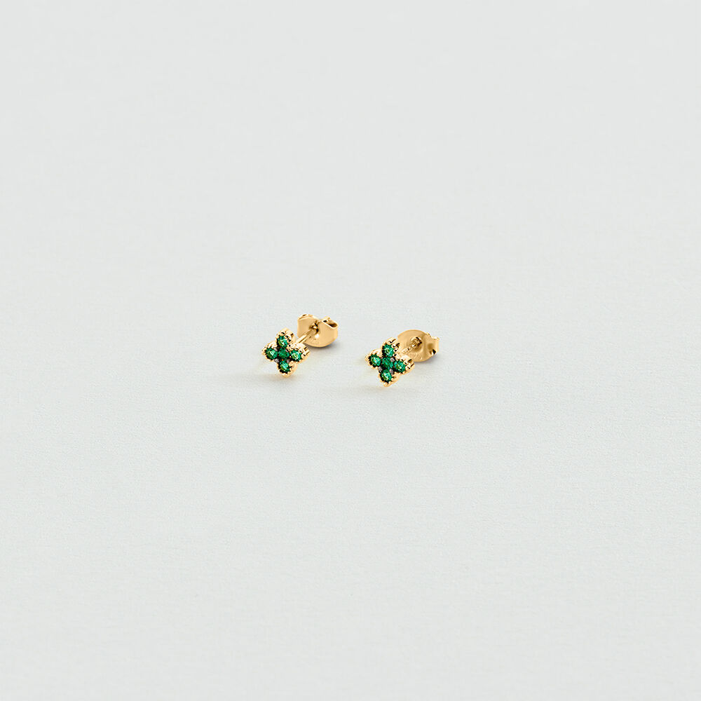 Boucles d'oreilles puces BELOVED - Vert / Dor&eacute; - Boucles d'oreilles puces  | Agatha