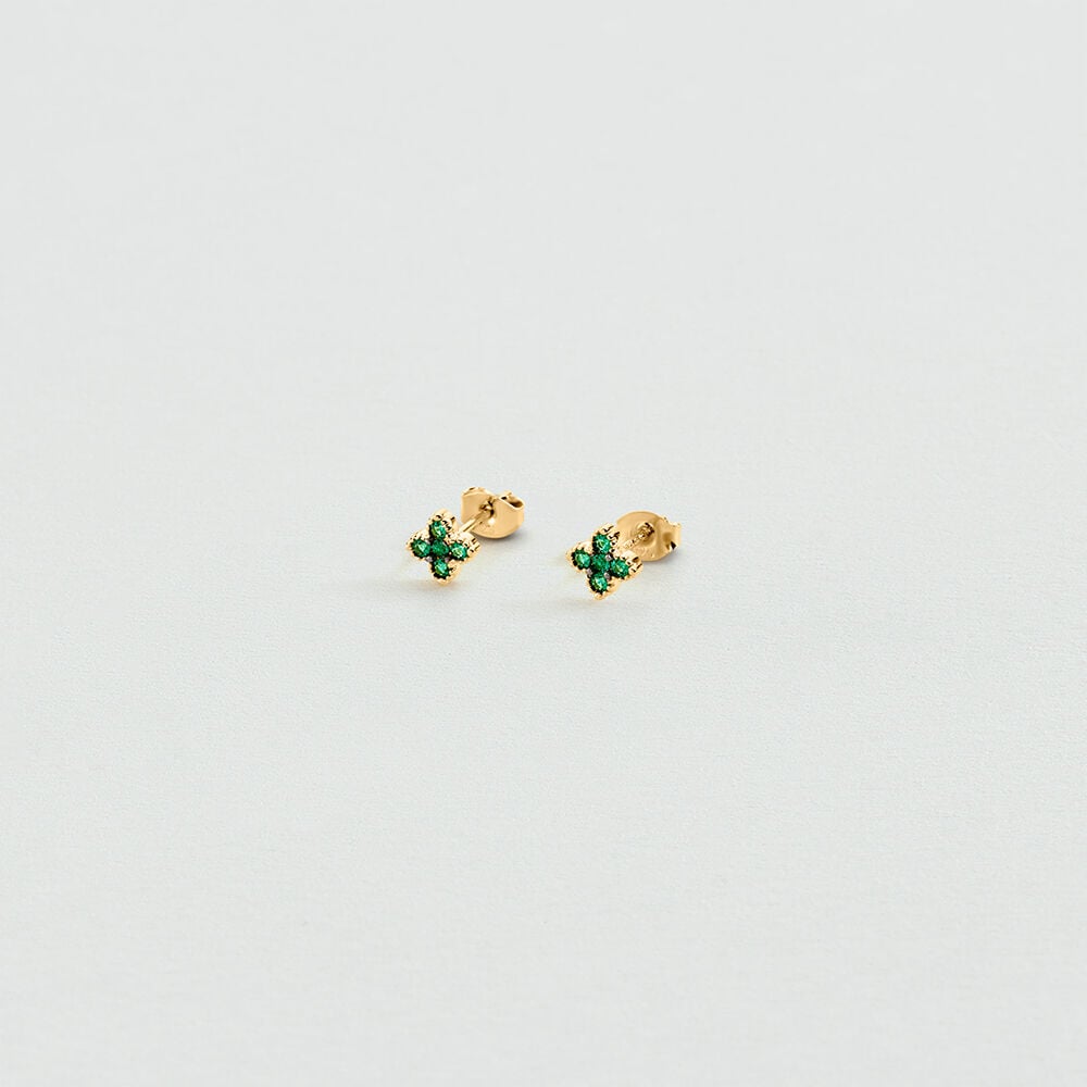 Boucles d'oreilles puces BELOVED - Vert / Dor&eacute; - Boucles d'oreilles puces  | Agatha