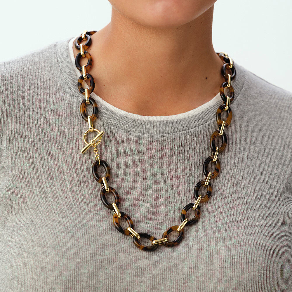 Collier mi-long ARIA - Ecaille / Doré - Colliers mi-long  | Agatha