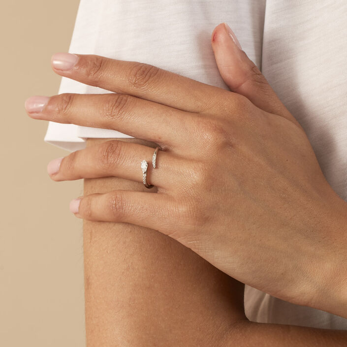 Bague fine SNAKY - Cristal / Argenté - Bagues  | Agatha