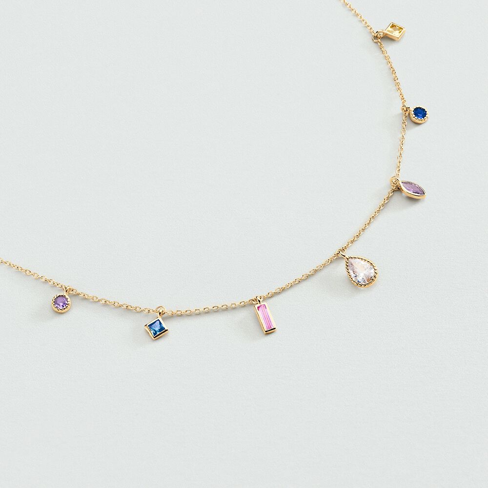 Collier ras du cou RAINBOW - Multicolore / Doré