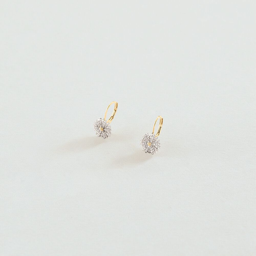 Boucles d'oreilles pendantes BLOSSOM - Cristal / Doré - Boucles d'oreilles dormeuses  | Agatha