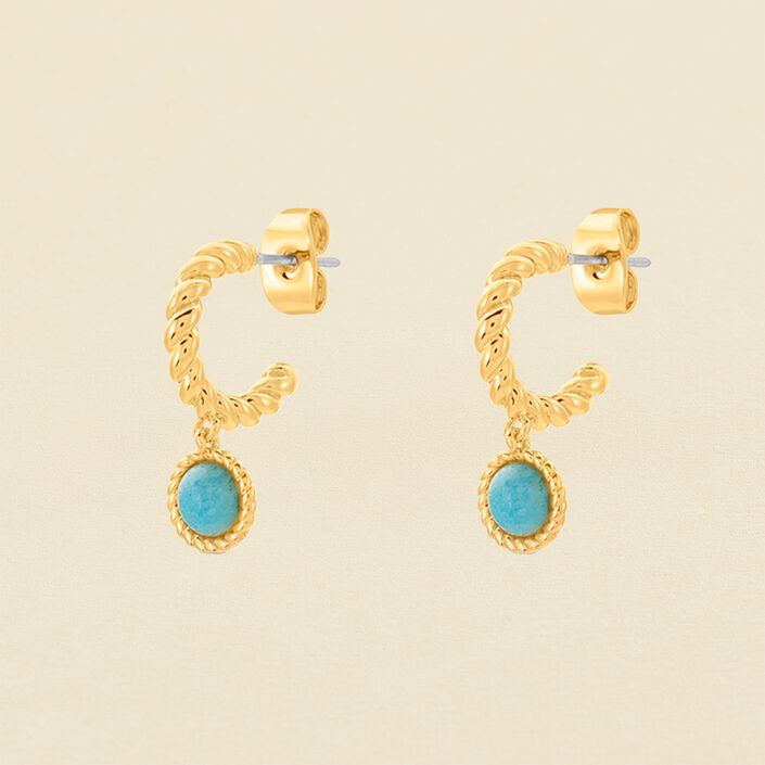 Créoles ALOHA - Amazonite - Boucles d'oreilles  | Agatha