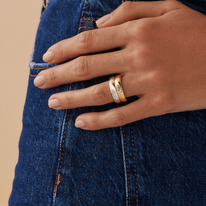 Bague large DUA - Argenté / Doré - Bagues  | Agatha
