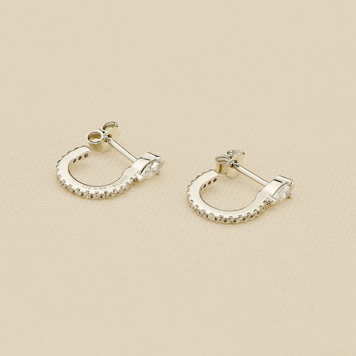 Créoles SNAKY - Cristal / Argenté - Boucles d'oreilles  | Agatha