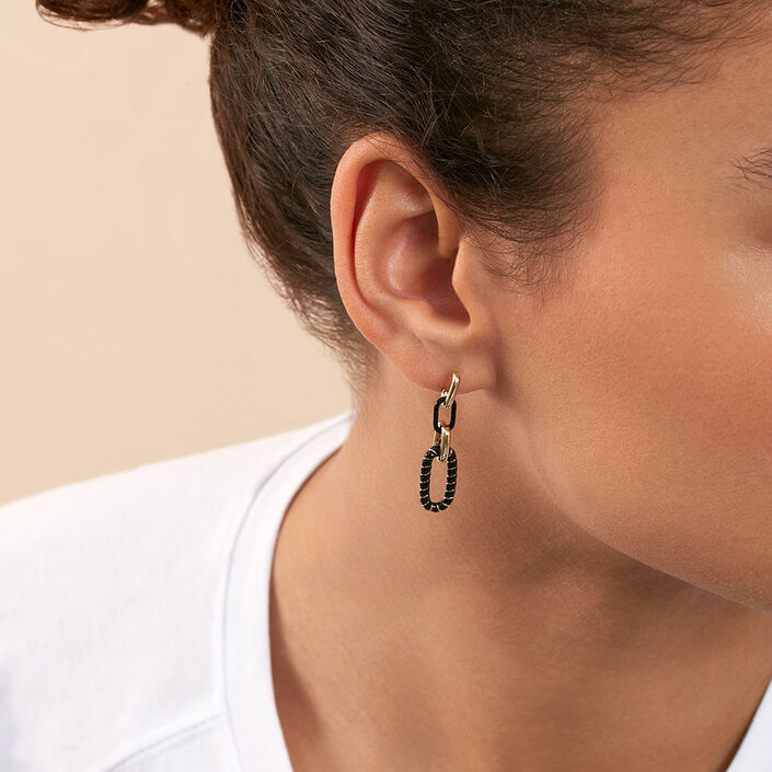 Boucles d'oreilles pendantes SESHA - Noir / Doré - Boucles d'oreilles  | Agatha