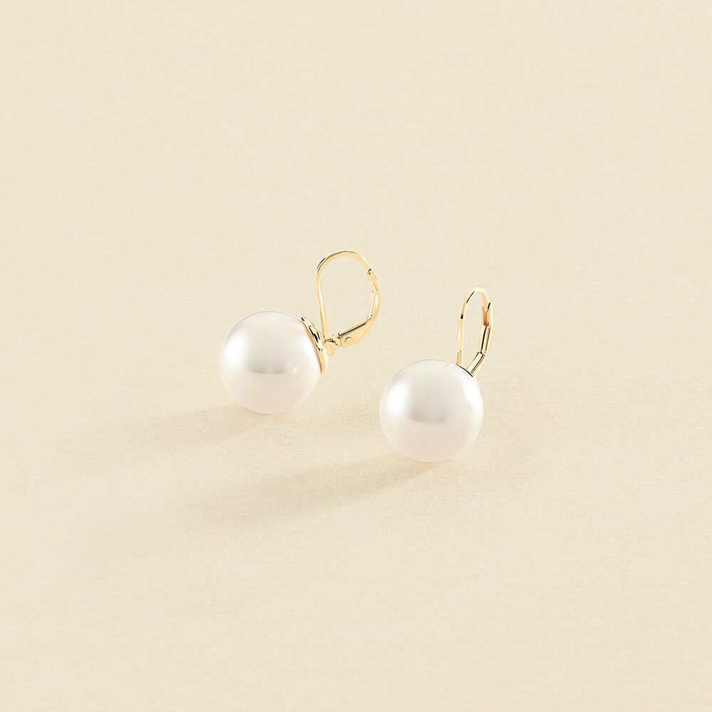 Boucles d'oreilles pendantes PEARLY - Perle / Doré - Boucles d'oreilles  | Agatha