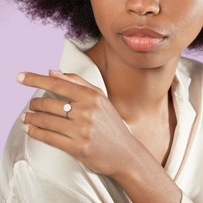 Bague fine MOONNACRE - Nacre / Argenté - Bagues  | Agatha