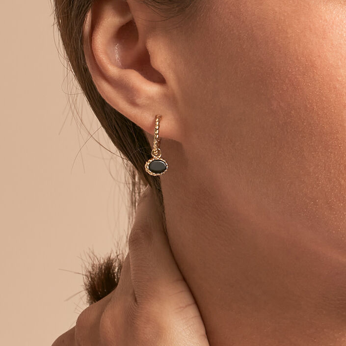 Créoles ATMA - Onyx/ vert - Boucles d'oreilles  | Agatha