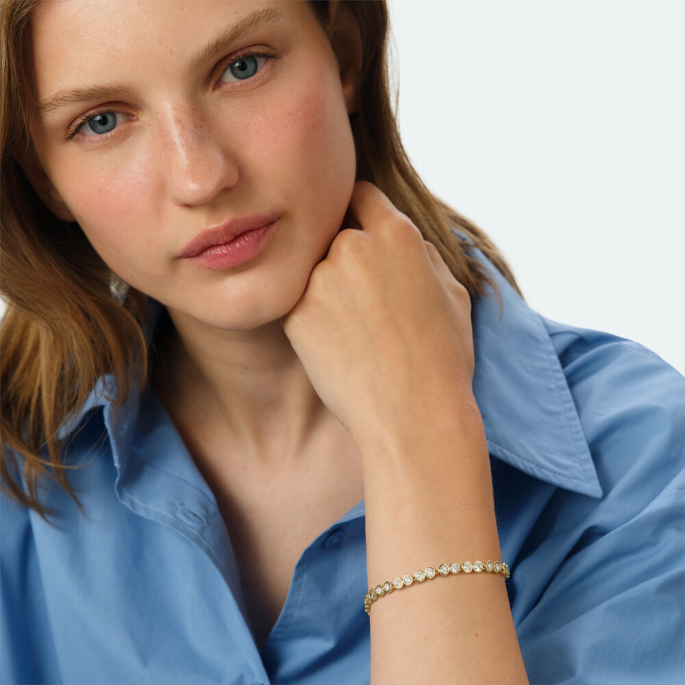 Bracelet souple RIVIERE SAINT GERMAIN - Cristal / Dor&eacute; - Bracelets souples  | Agatha