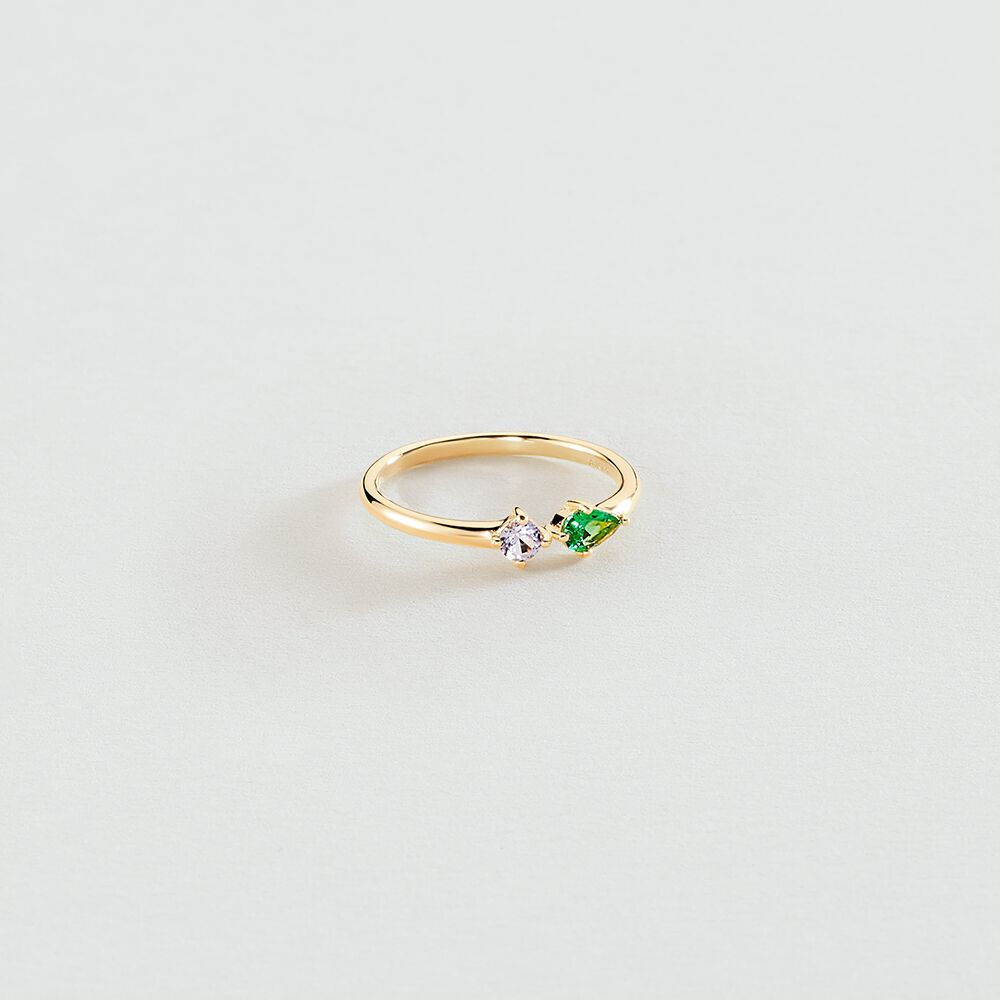 Bague fine ASTRE - Vert / Doré - Bagues fines  | Agatha
