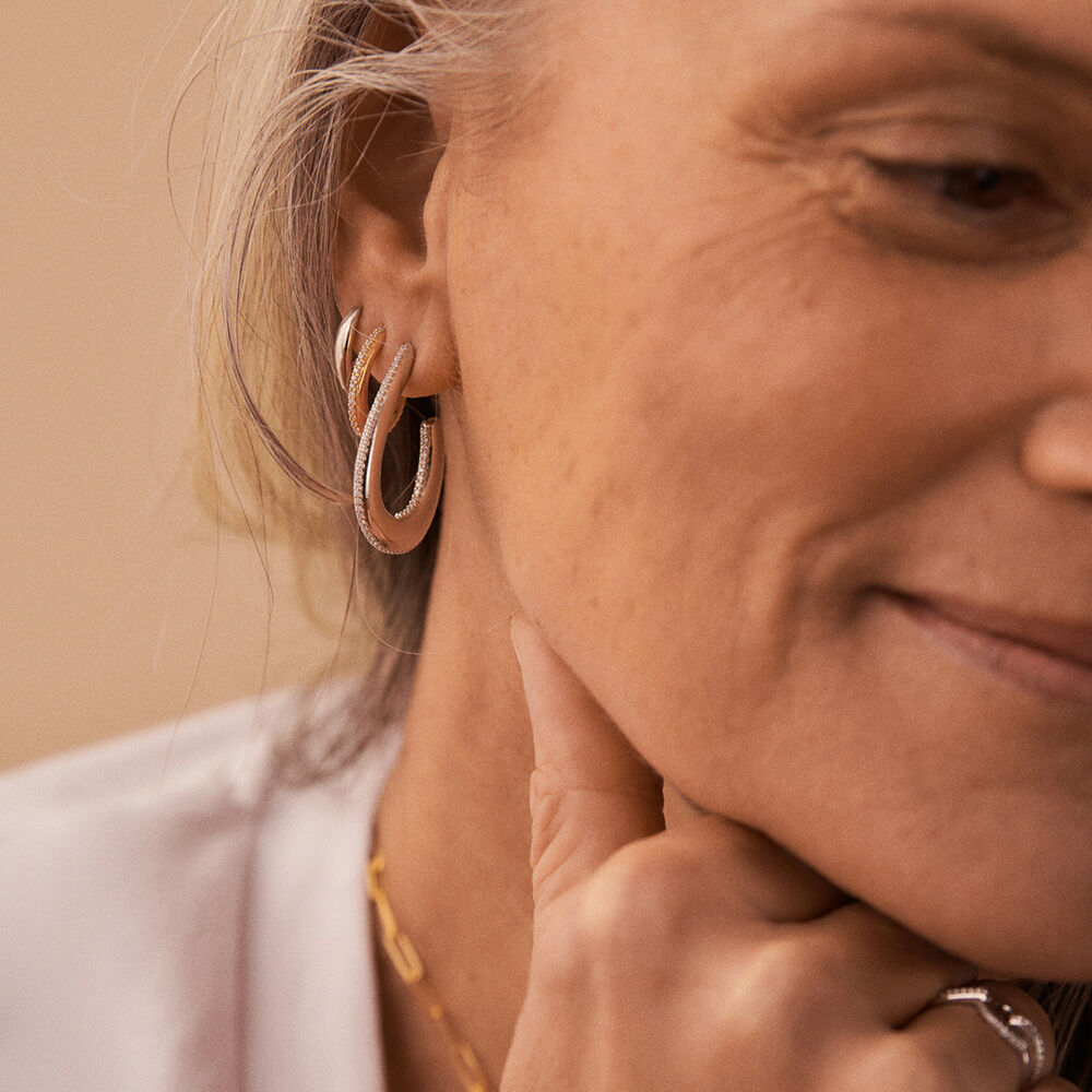 Créoles GEMINI - Cristal / Argenté - Boucles d'oreilles  | Agatha
