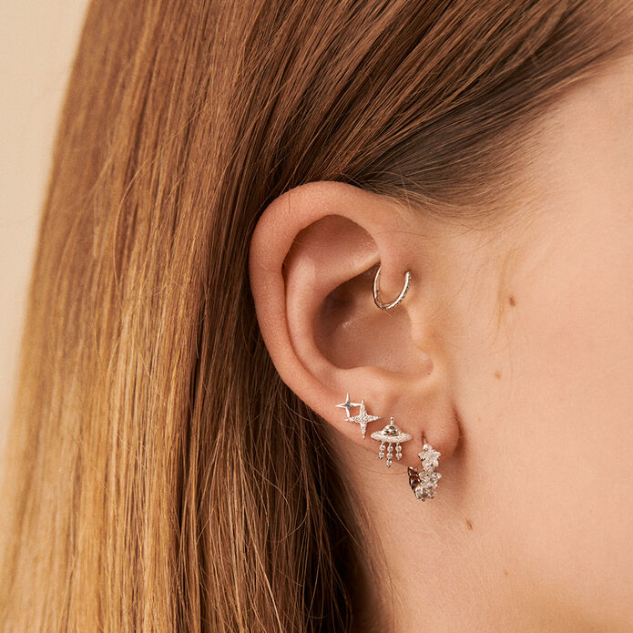 Piercing puce SPACEAGE - Cristal / Argenté - Piercings  | Agatha