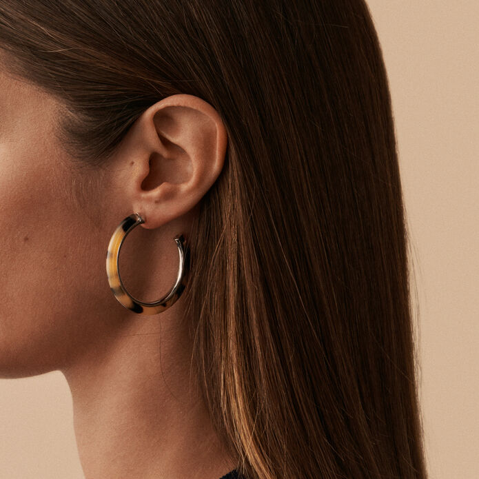 Créoles BOUCLE - Noir / Argenté - Boucles d'oreilles  | Agatha