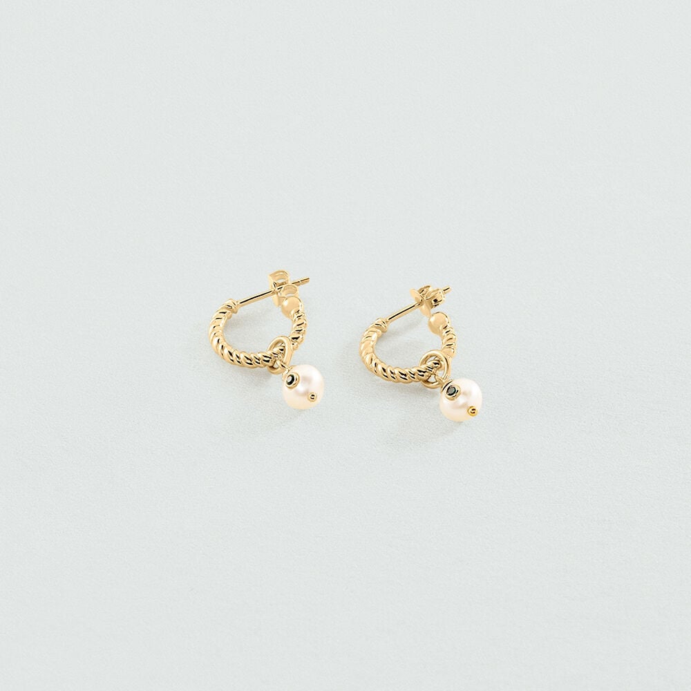 Créoles DIONE - Perle / Vert - Boucles d'oreilles fantaisies  | Agatha