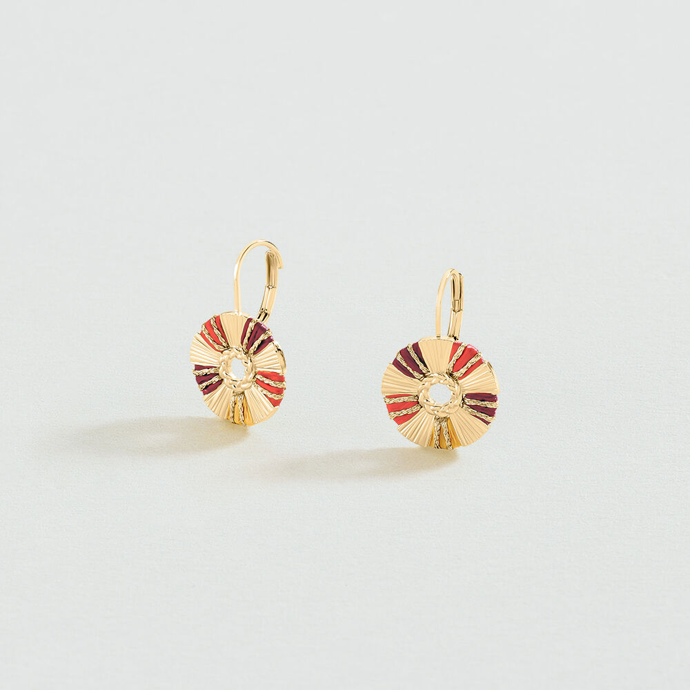 Boucles d'oreilles pendantes RAFIA - Rouge / Doré - Boucles d'oreilles  | Agatha
