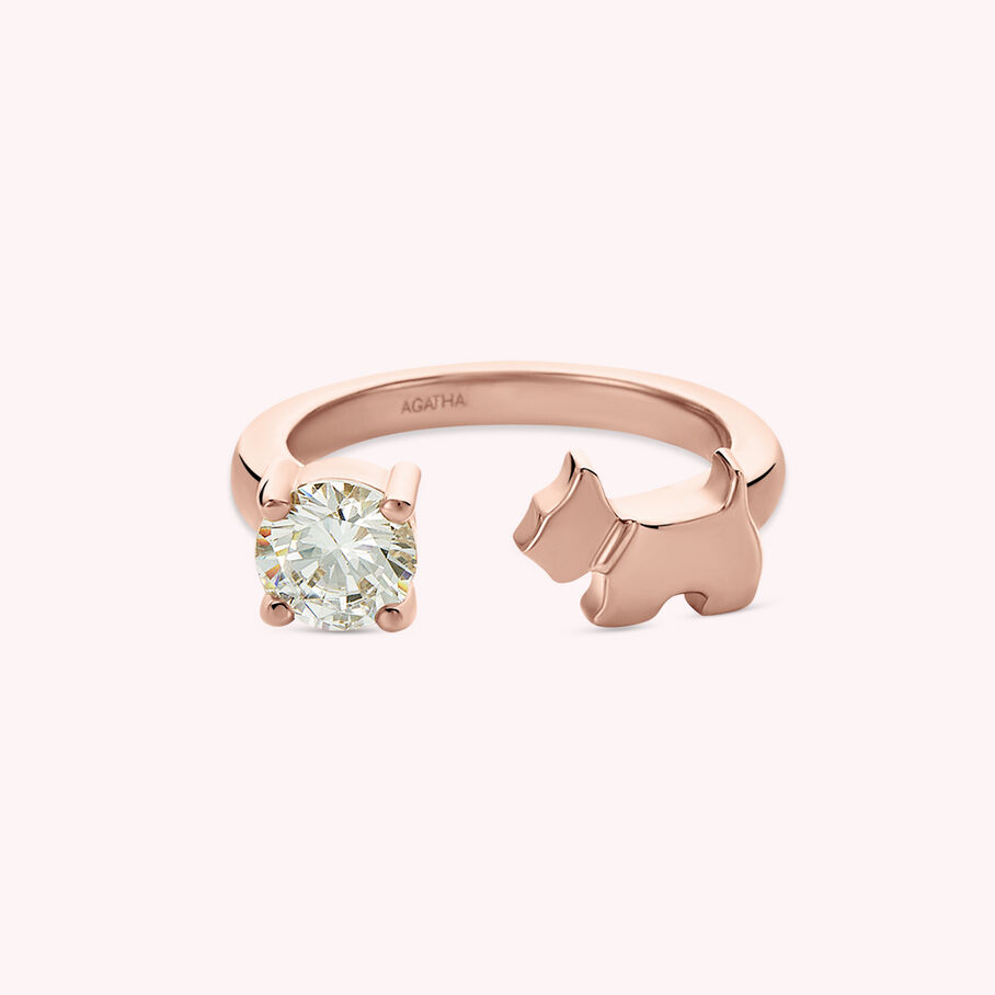 Bague fine BARBARA - Cristal / Rose - Bagues  | Agatha