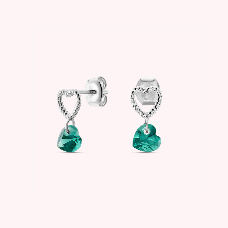 Boucles d'oreilles puces BEGUIN - Vert / Argenté - Boucles d'oreilles puces  | Agatha