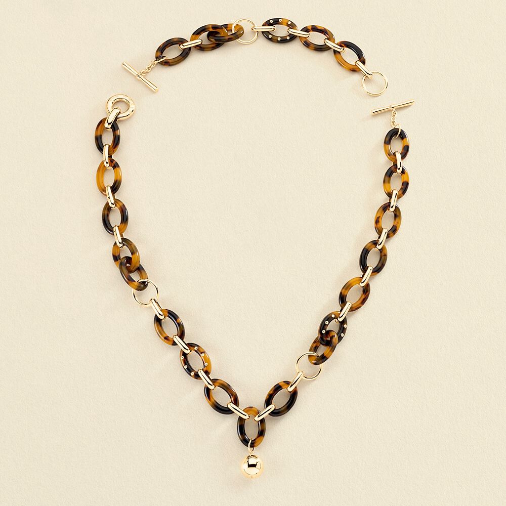 Collier mi-long BOUCLE - Ecaille / Doré - Colliers  | Agatha