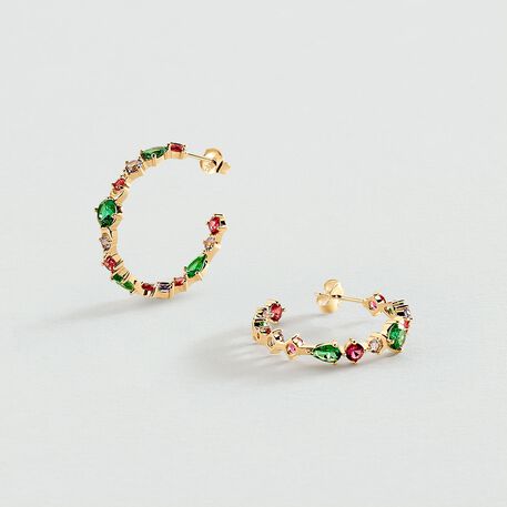 Créoles ASTRE - Multicolore / Doré - Boucles d'oreilles  | Agatha