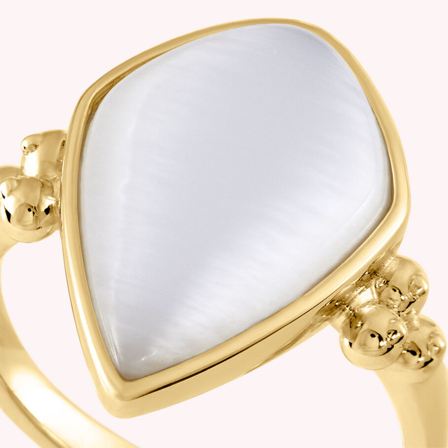 Bague fine CREPUSCULE - Blanc / Doré - Bagues  | Agatha