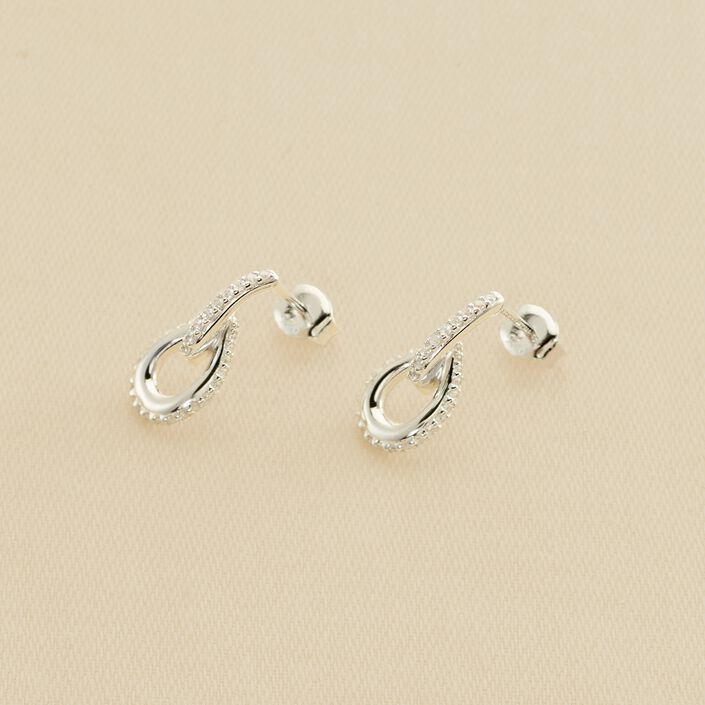 Boucles d'oreilles pendantes GEMINI - Cristal / Argenté - Boucles d'oreilles  | Agatha