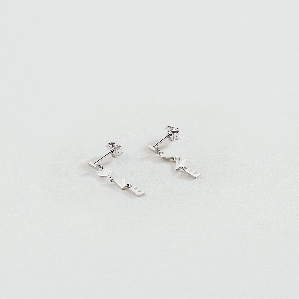 Boucles d'oreilles pendantes WITH LOVE - Argenté - Boucles d'oreilles fantaisies  | Agatha