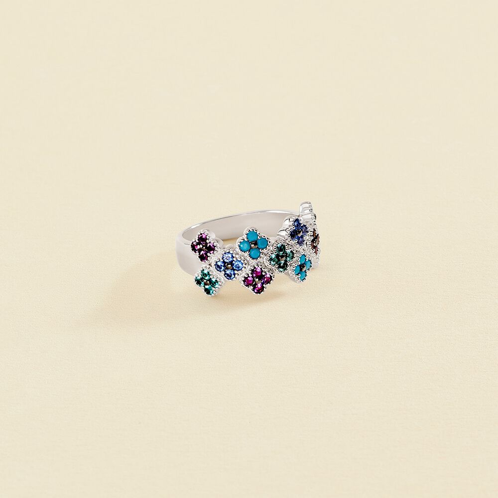 Bague large BELOVED - Multicolore / Argent&eacute; - Bagues fantaisie  | Agatha