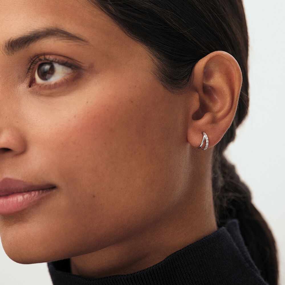 Piercing cr&eacute;ole MIX& MATCH - Cristal / Argent&eacute; - Argent v&eacute;ritable  | Agatha