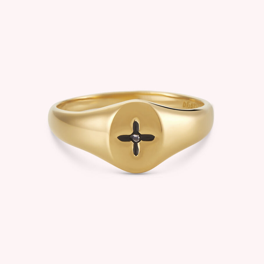 Bague fine SIGNET - Cristal / Doré - Bagues  | Agatha