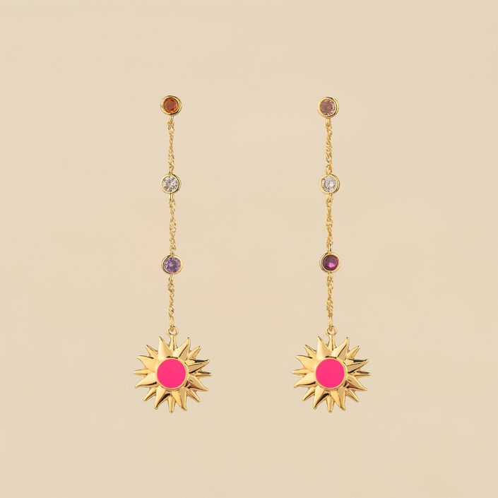 Boucles d'oreilles pendantes RODEO - Multicolore / Doré - Boucles d'oreilles  | Agatha
