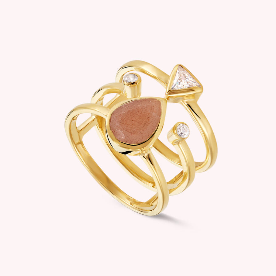 Bague large NUANCEE - Rose / Doré - Bagues  | Agatha