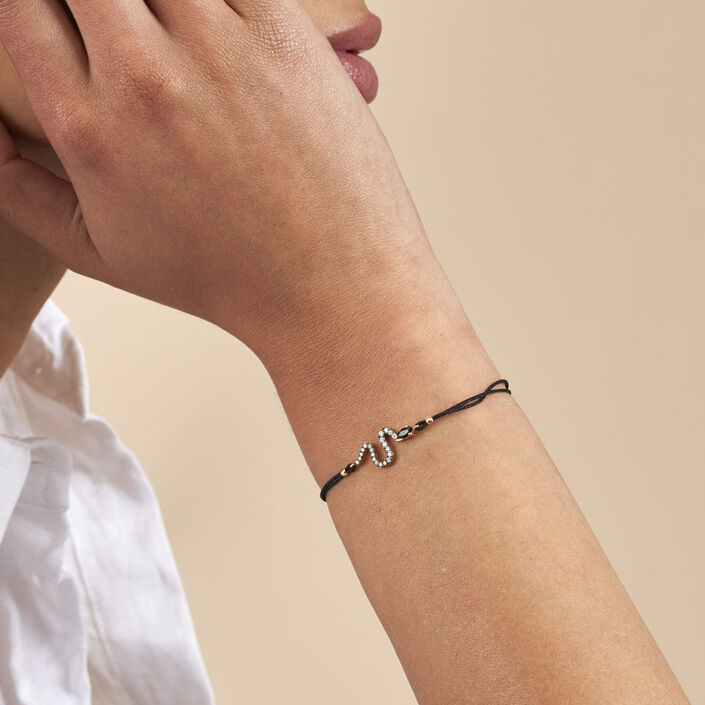 Bracelet cordon SNAKY - Doré / Noir - Bracelets  | Agatha