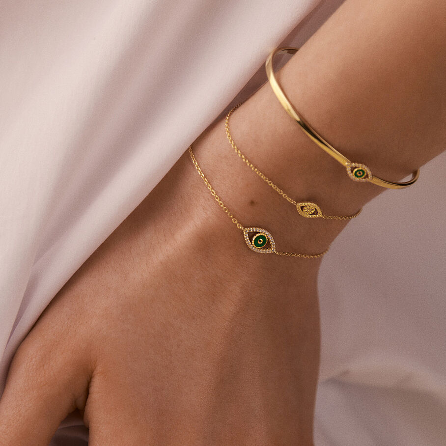 Jonc LUCKY EYE - Vert / Doré - Bracelets  | Agatha