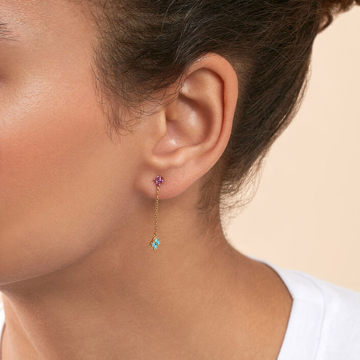 Boucles d'oreilles pendantes BELOVED - Multicolore / Doré - Boucles d'oreilles  | Agatha