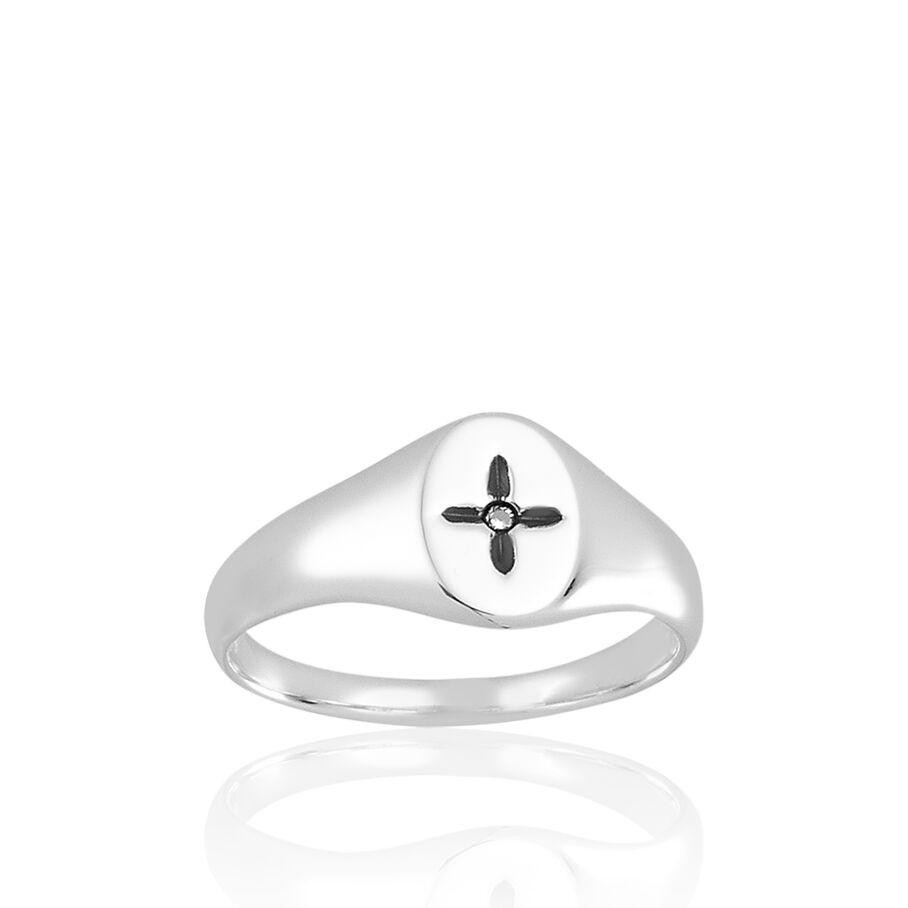 Bague fine SIGNET - Cristal / Argenté - Bagues  | Agatha