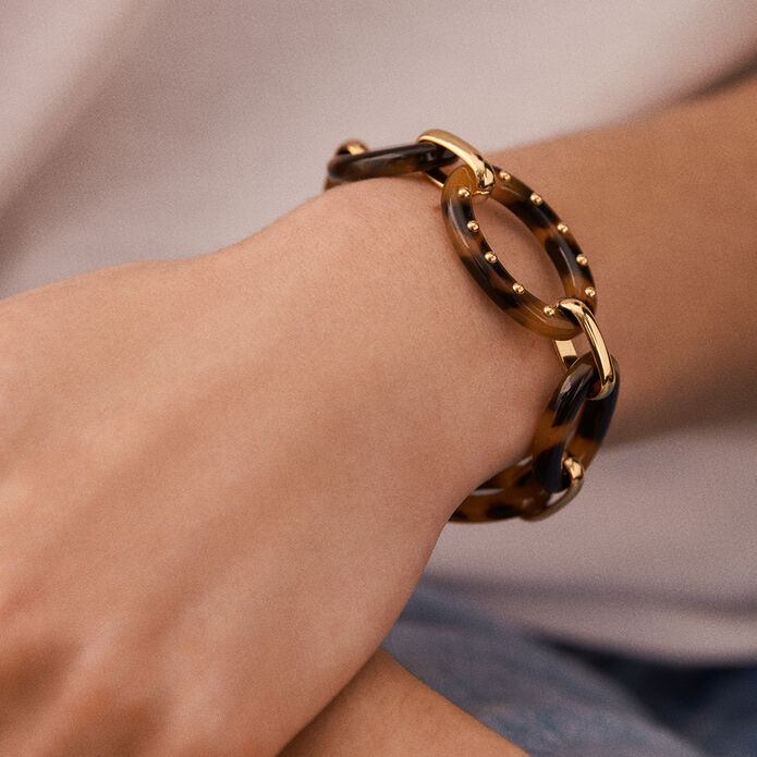 Bracelet souple BOUCLE - Ecaille / Doré - Bracelets  | Agatha