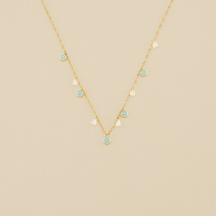 Collier ras du cou CYCLADES - Turquoise / Doré - Colliers  | Agatha