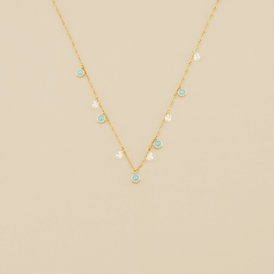 Collier ras du cou CYCLADES - Turquoise / Doré