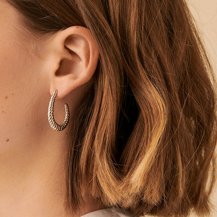 Créoles HARMONIE - Argenté - Boucles d'oreilles  | Agatha