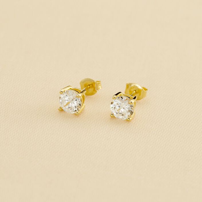 Boucles d'oreilles puces SOL - Cristal / Doré - Boucles d'oreilles puces  | Agatha